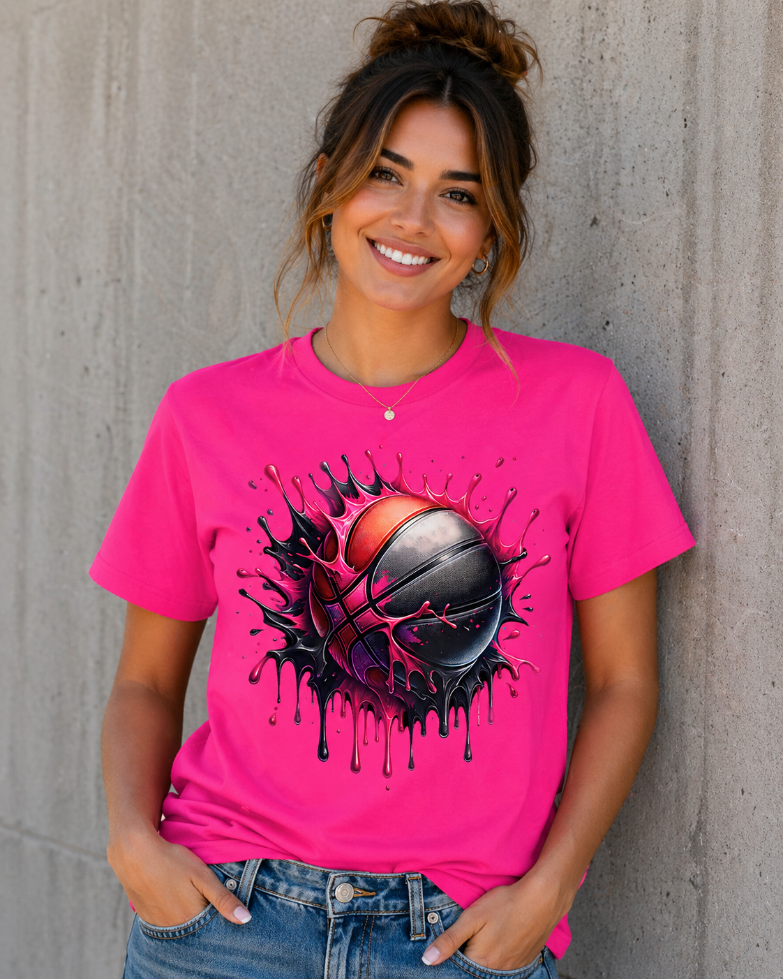 Neon Basketball Splatter – High Impact DTF Transfer