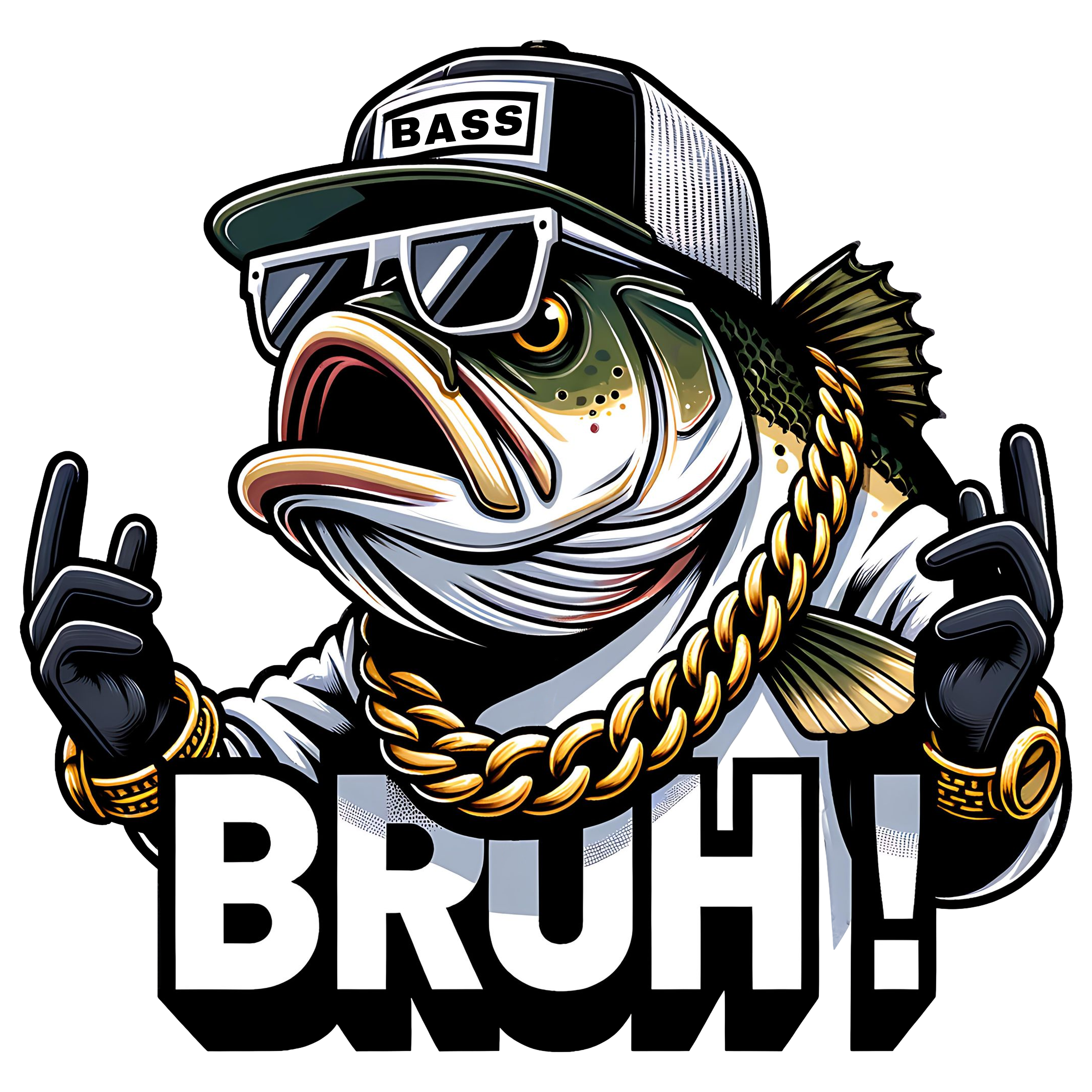 BRUH Bass – Funny Fishing DTF Transfer 🐟🔥