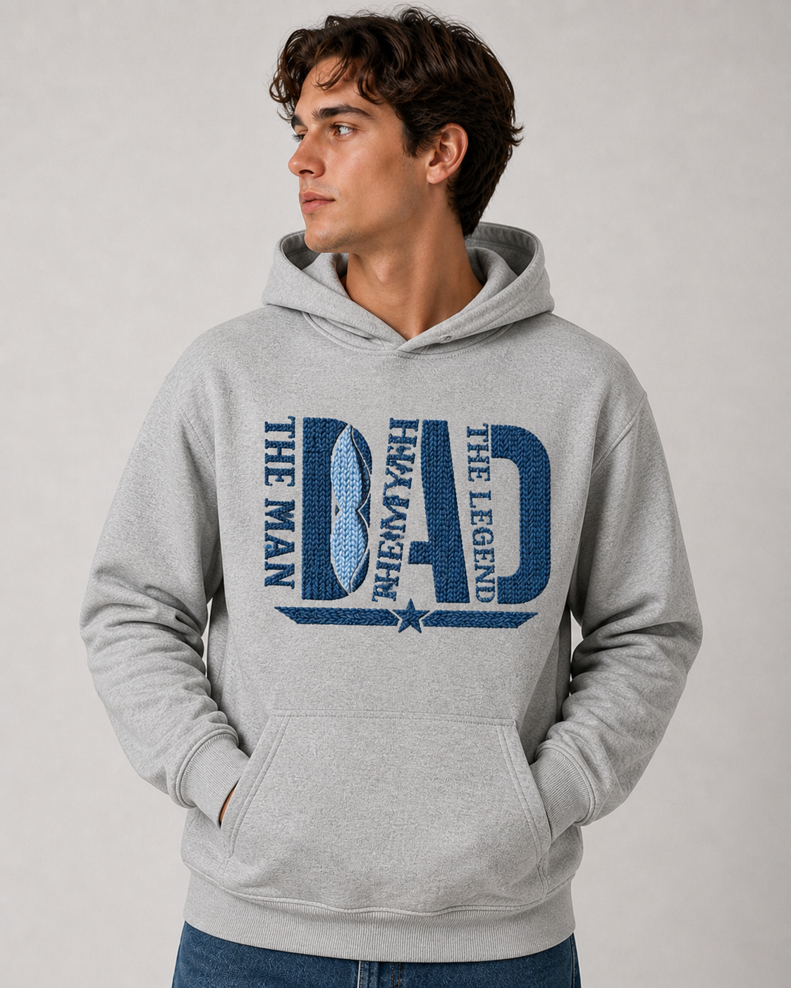 Dad – The Man. The Myth. The Legend. – Embroidered Style DTF Transfer 👑👨‍👧‍👦
