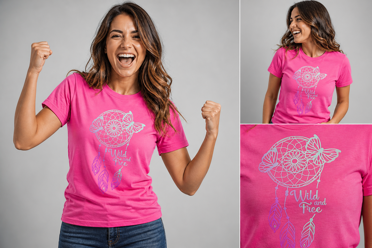 Wild and Free Dreamcatcher Butterfly – Boho DTF Transfer 🦋✨