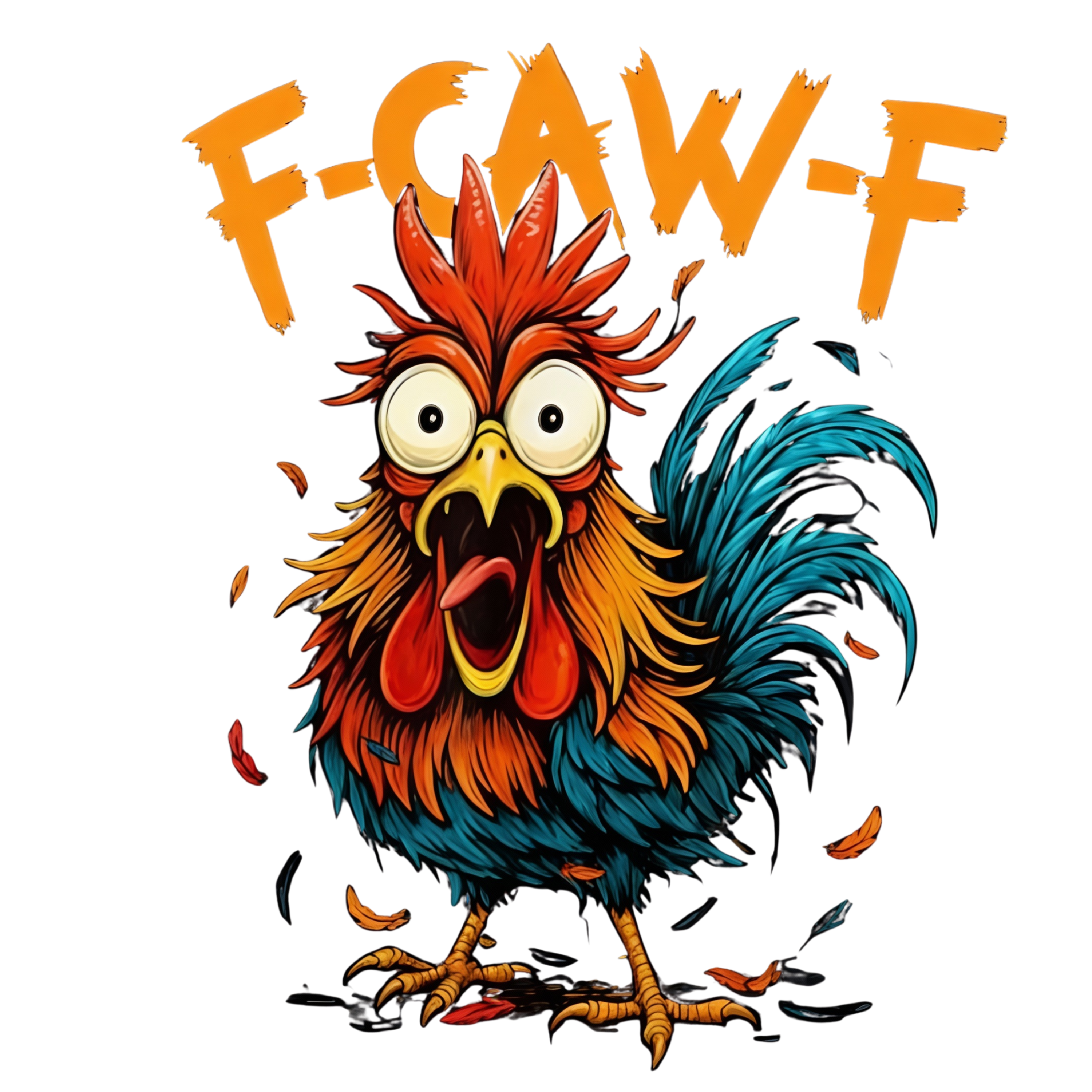 🐔 F-CAW-F Crazy Rooster – Funny Attitude DTF Transfer