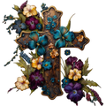 Vintage Floral Cross DTF Transfer – Rustic Faith Design