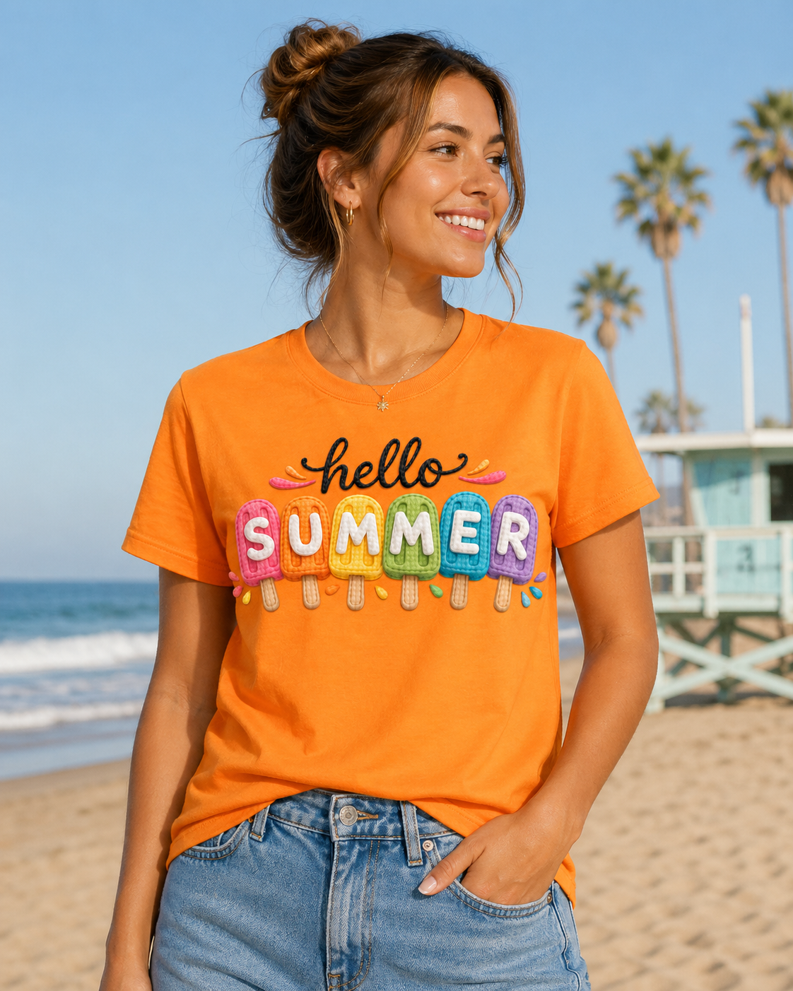 Hello Summer Popsicle – Faux Knit DTF Transfer