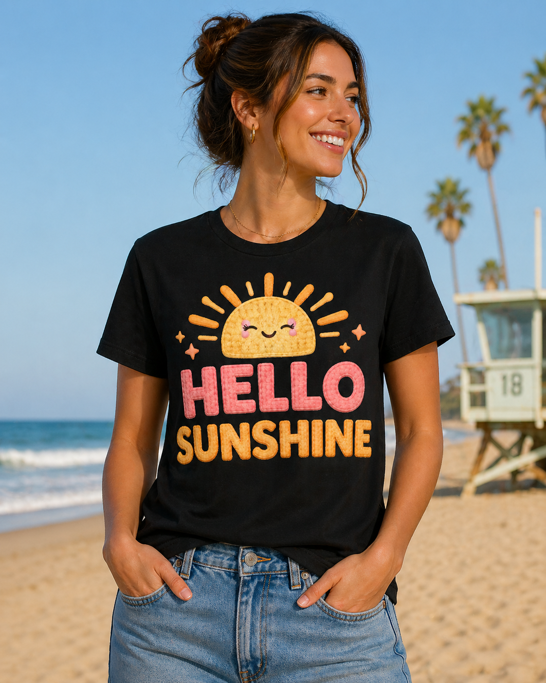 Hello Sunshine – Faux Knit DTF Transfer