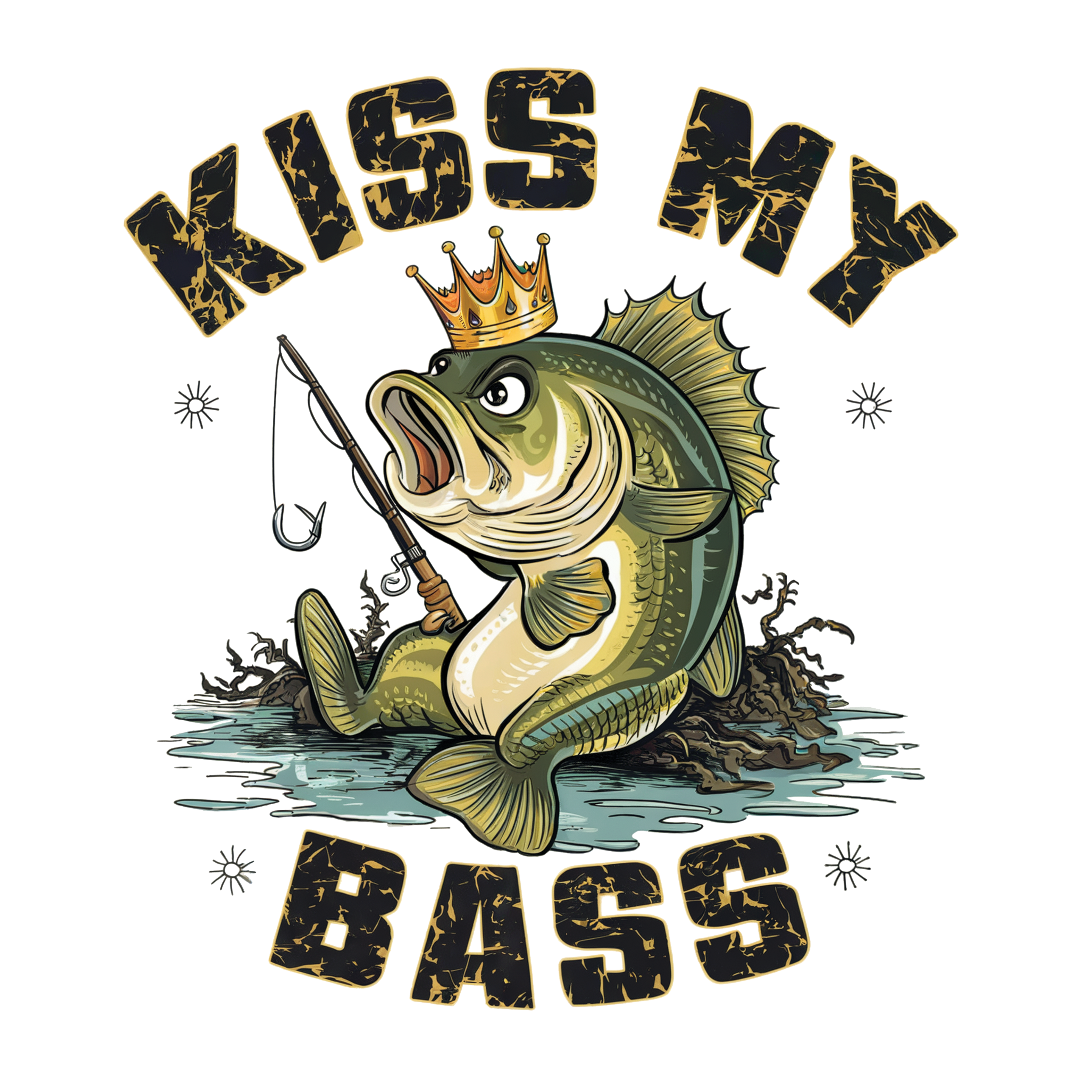 Kiss My Bass – Funny Fishing DTF Transfer 👑🎣