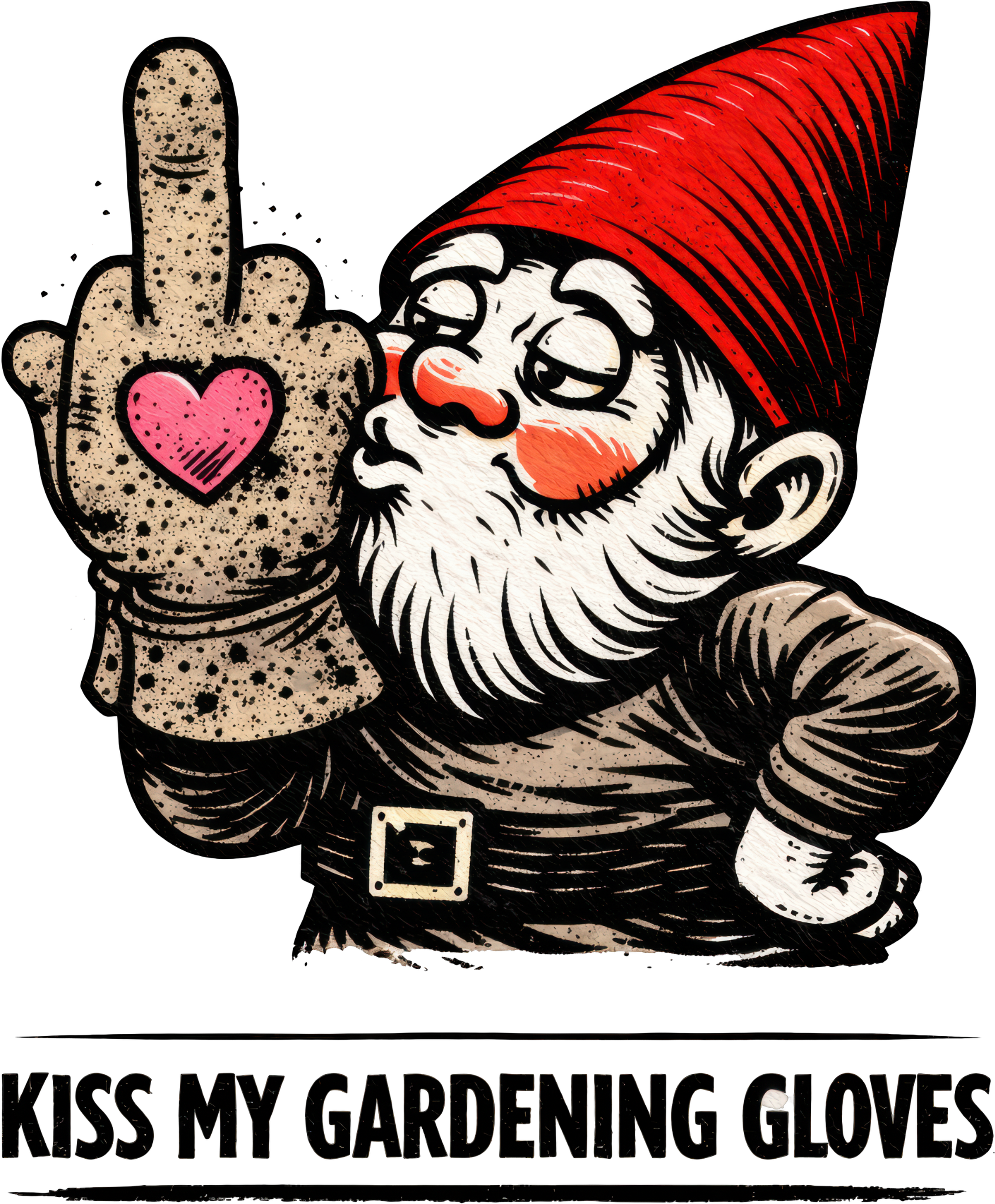 🌱 Kiss My Gardening Gloves – Funny Gnome DTF Transfer