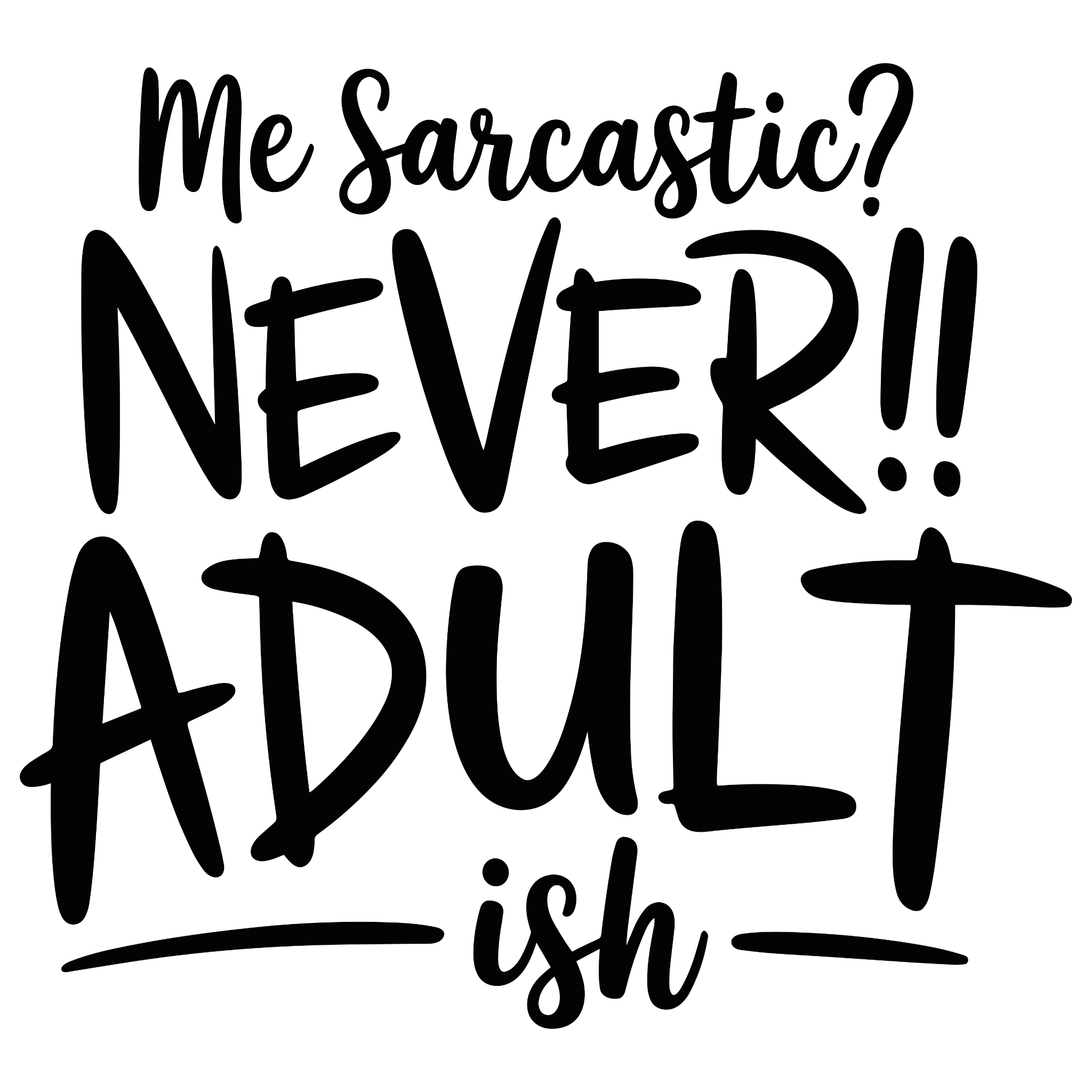 Me? Sarcastic? Never!! Adult-ish – Funny Sarcastic DTF Transfer