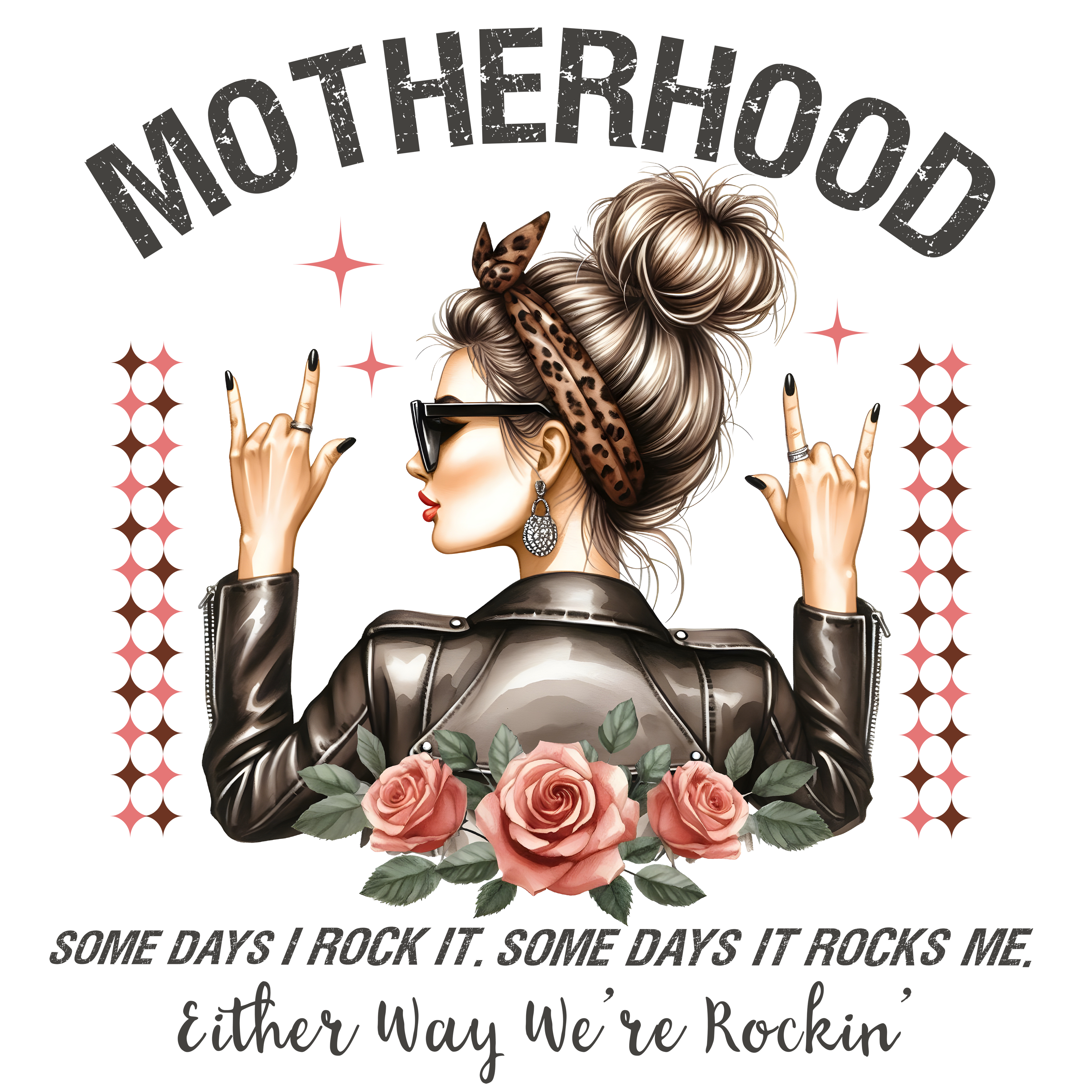 🤘 Motherhood – Some Days I Rock It | Funny Mom DTF Transfer