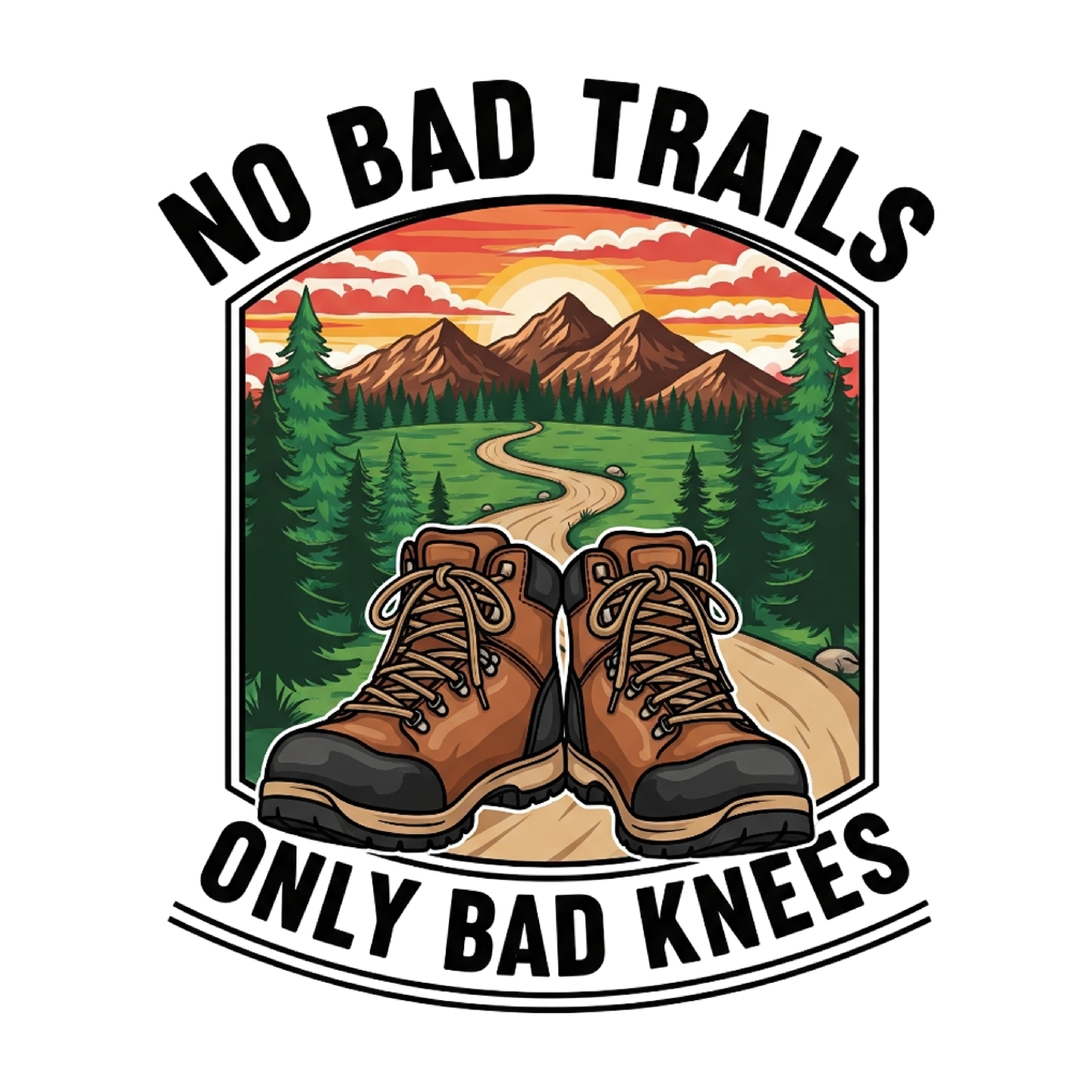 No Bad Trails, Only Bad Knees – Funny Hiking Design 🥾🌄