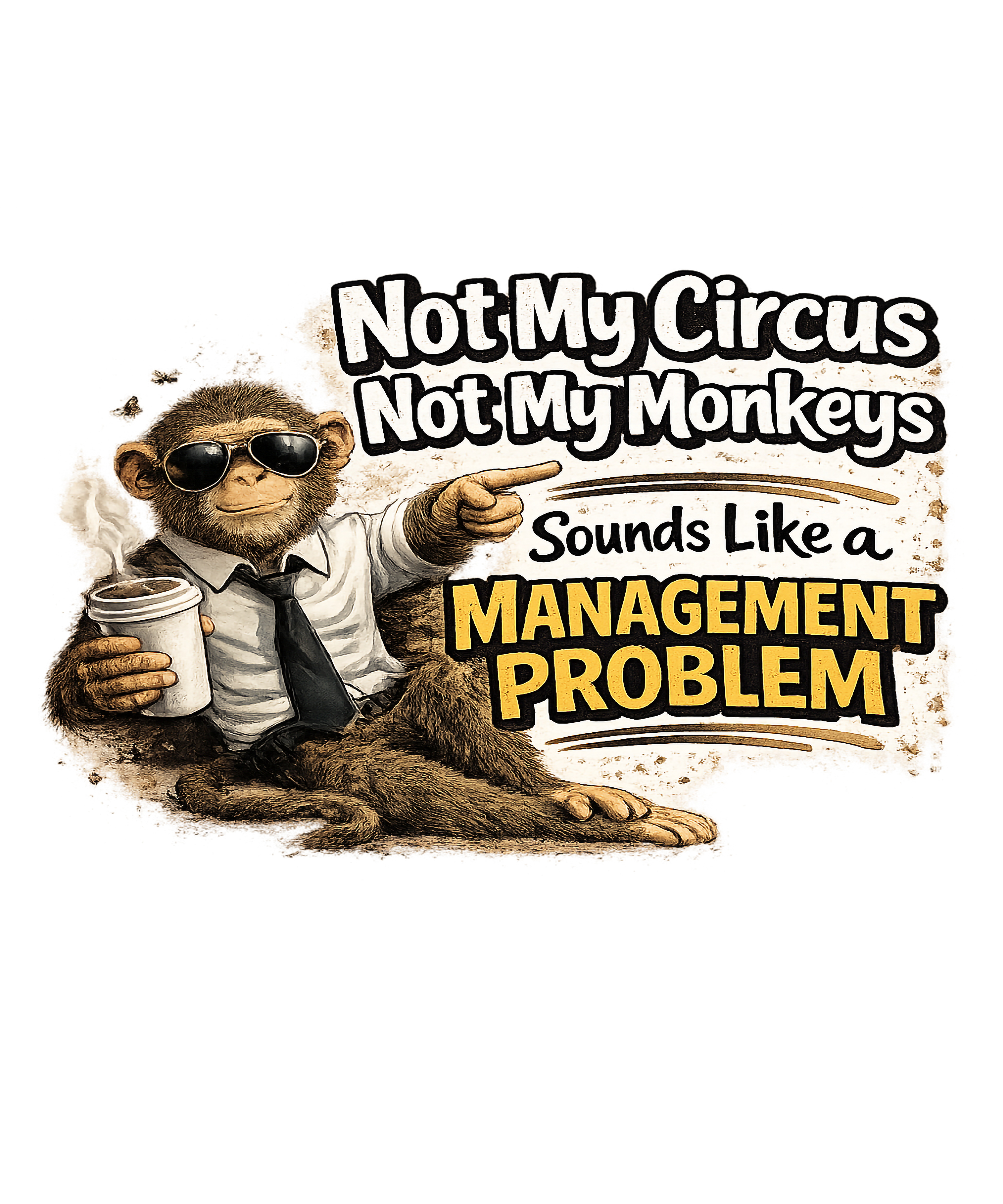 🐒☕ “Not My Circus, Not My Monkeys” – Funny Office DTF Transfer