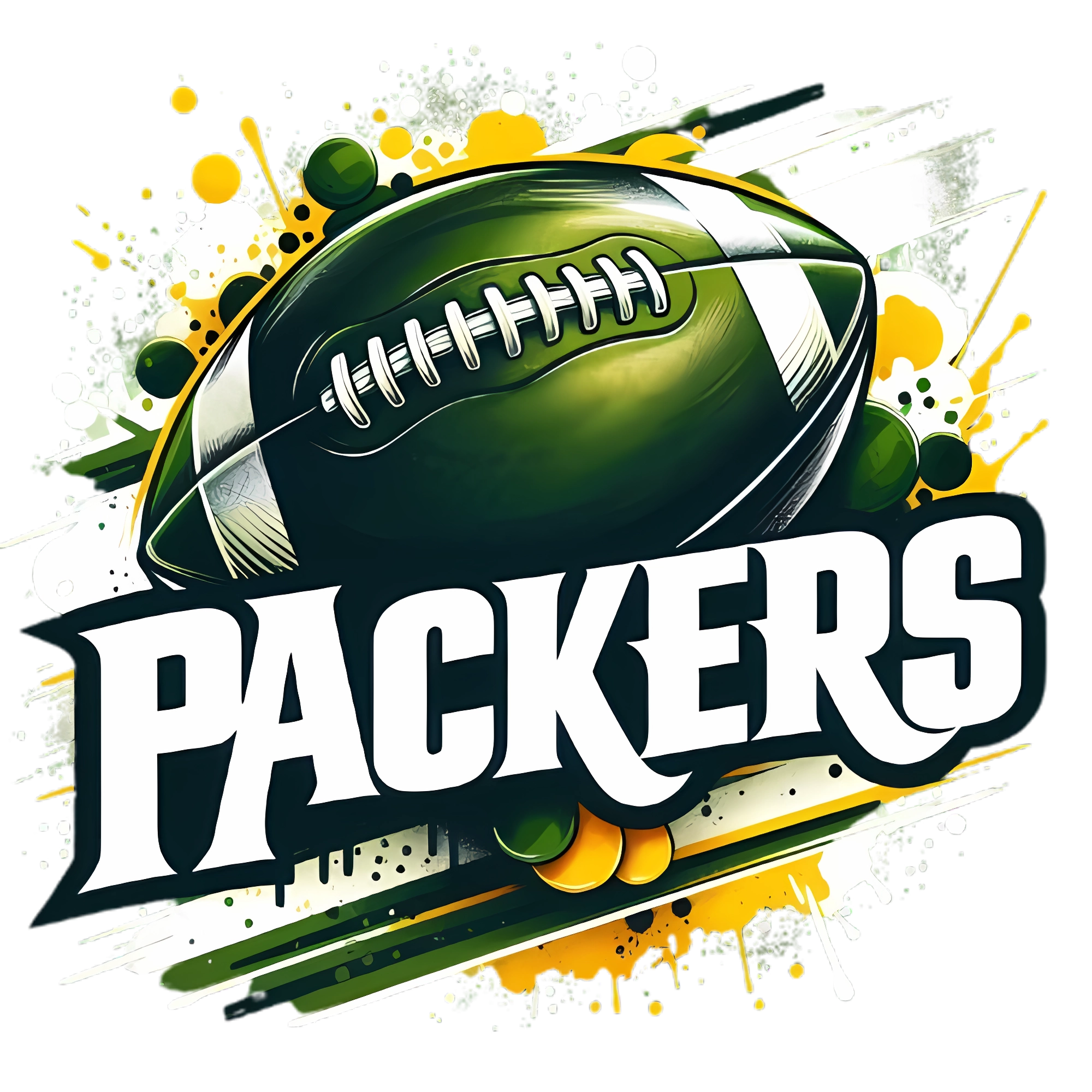 🏈💚 Packers Football Splash – Green & Gold DTF Transfer