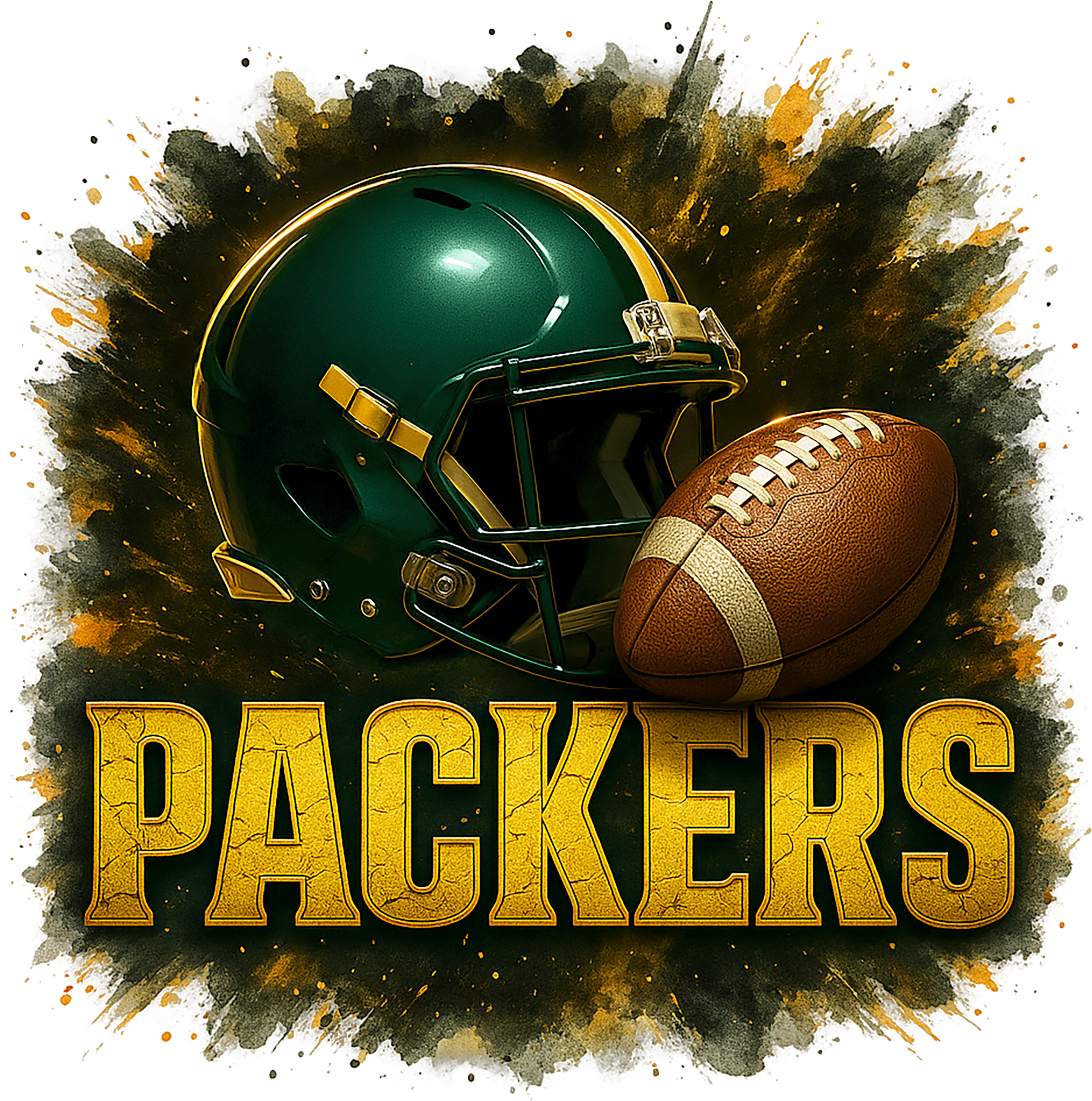 🏈💚 Packers Helmet & Football – Premium DTF Transfer