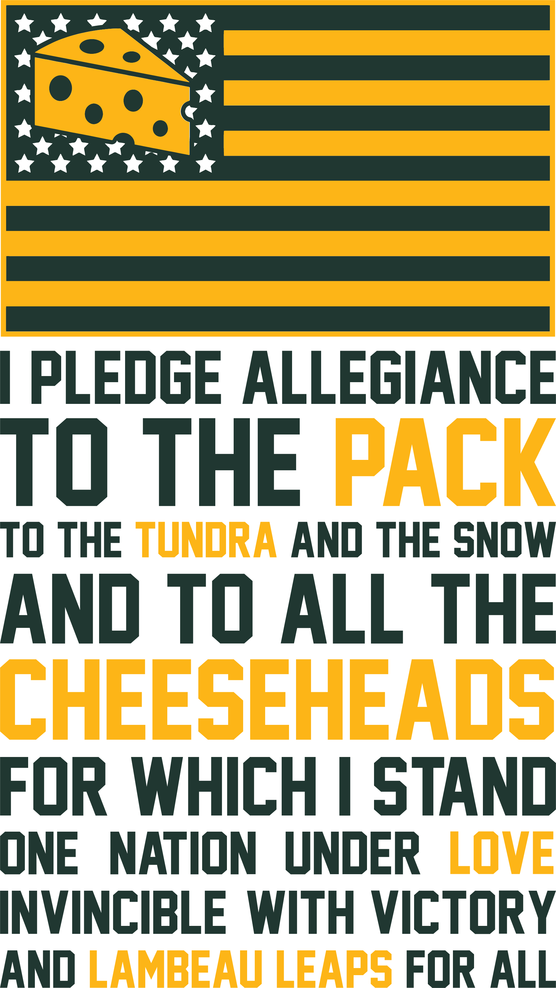 🇺🇸💚 Packers Pledge – Green & Gold Flag DTF Transfer