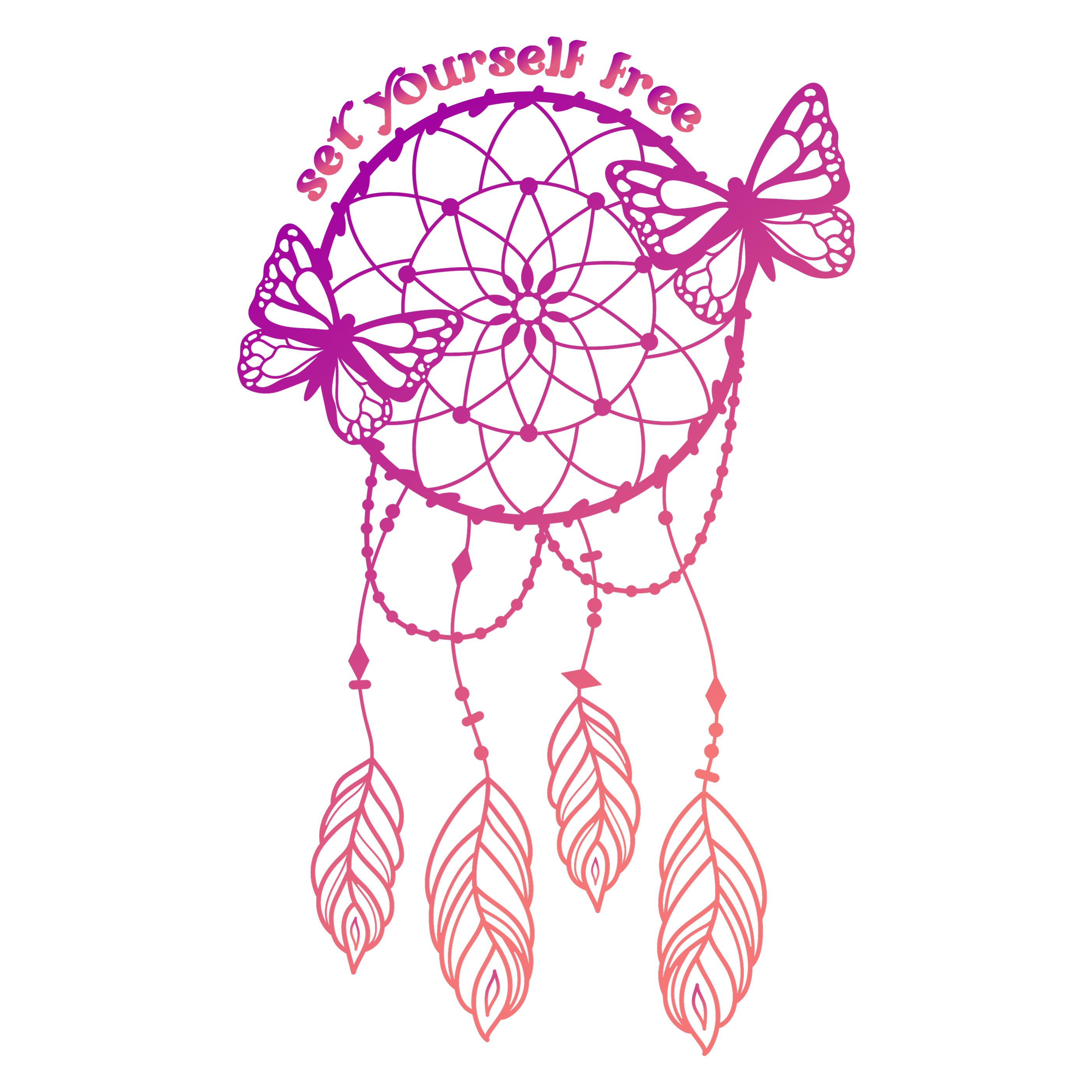 Set Yourself Free Dreamcatcher Butterfly – Boho DTF Transfer 🦋✨