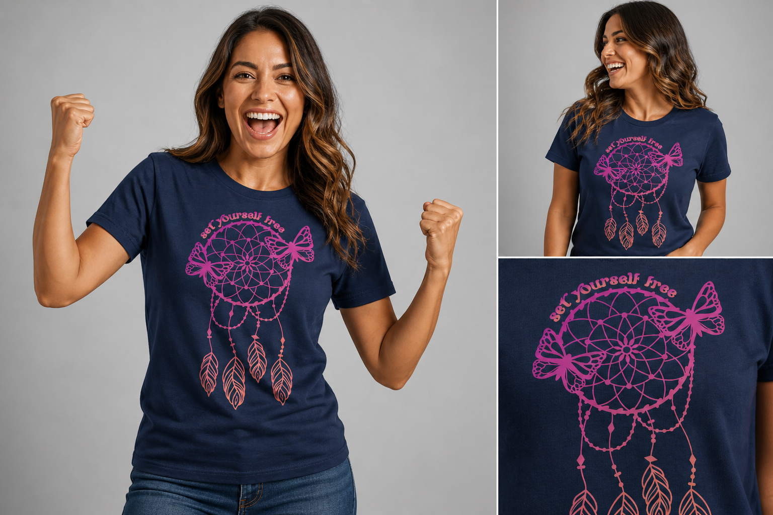 Set Yourself Free Dreamcatcher Butterfly – Boho DTF Transfer 🦋✨