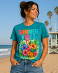 Summer Vibes Flamingo – Tropical DTF Transfer | Bright Floral Beach Design