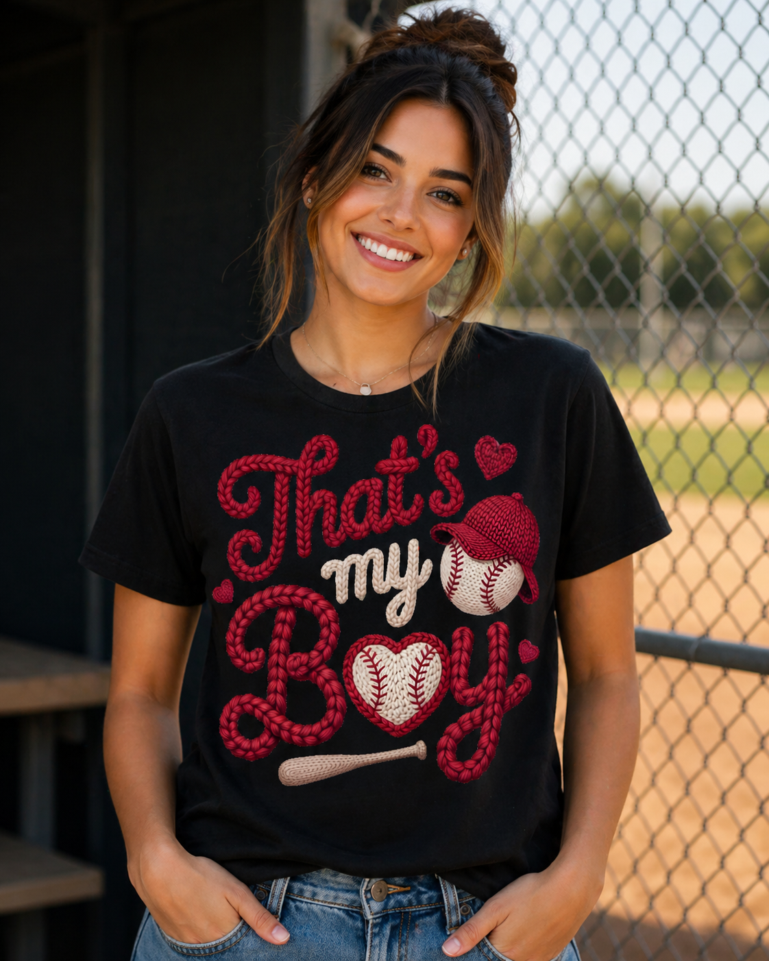 That’s My Boy – Faux Knit Baseball DTF Transfer