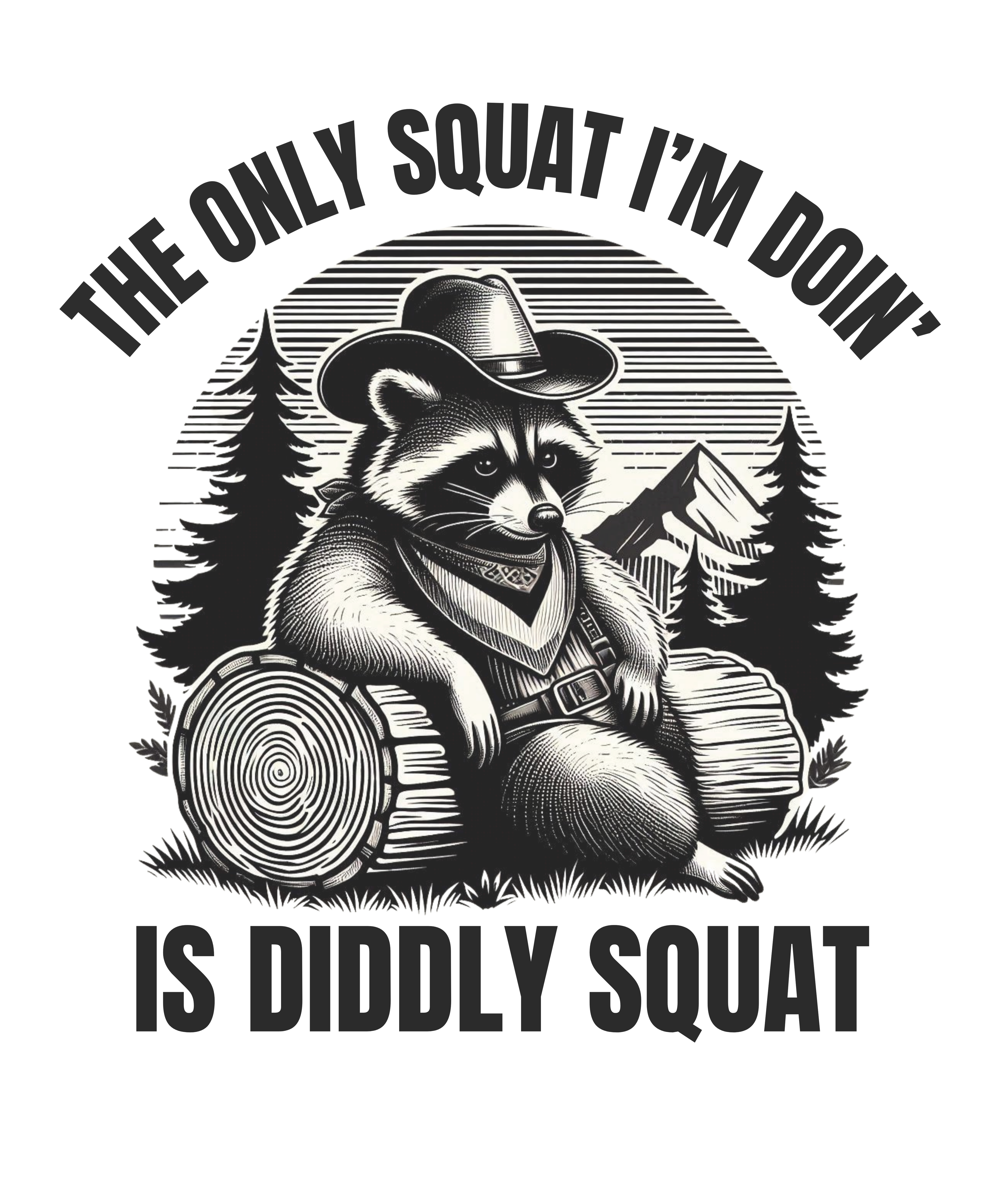 🦝🤠 “Diddly Squat” Raccoon – Funny Western DTF Transfer