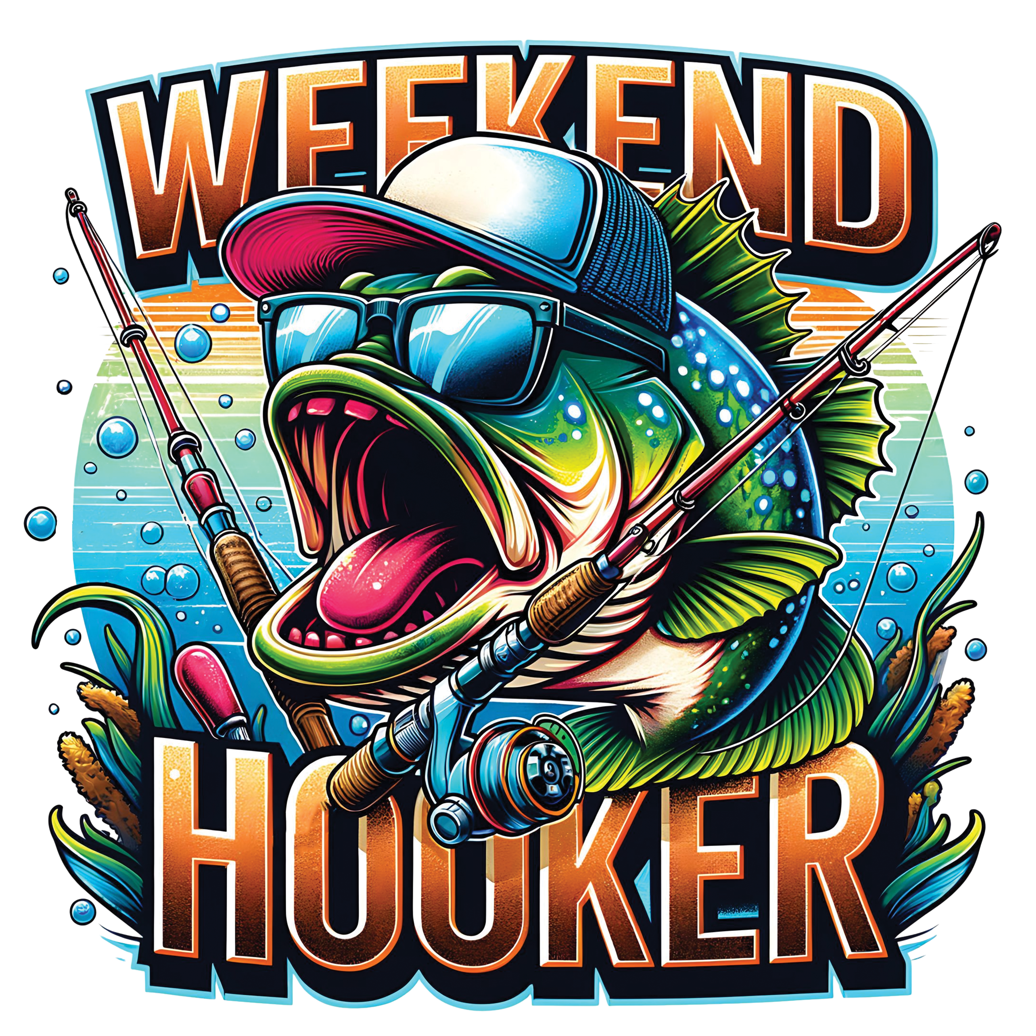 Weekend Hooker – Funny Fishing DTF Transfer 🎣😎
