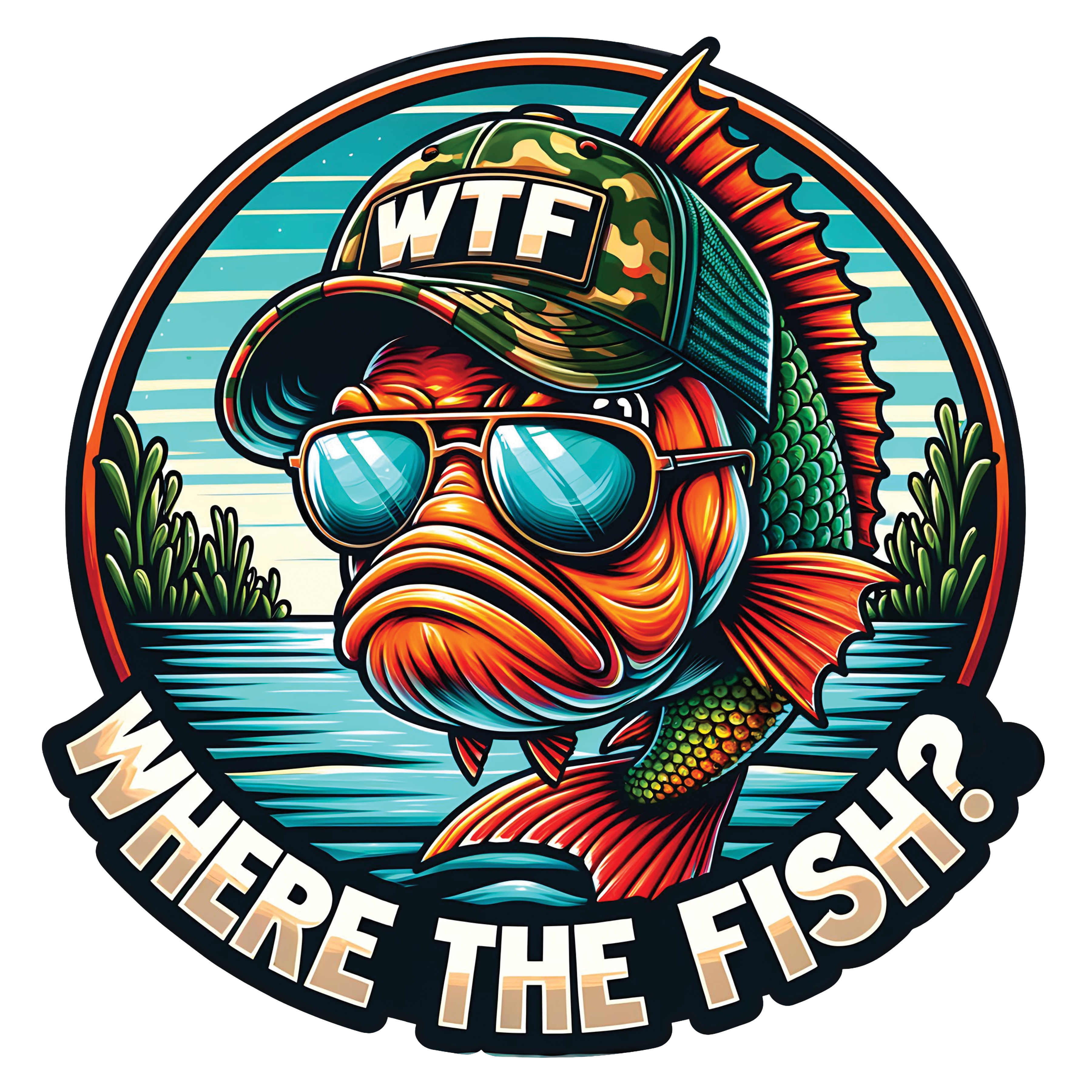 WTF – Where The Fish? Funny Fishing DTF Transfer 🎣😎