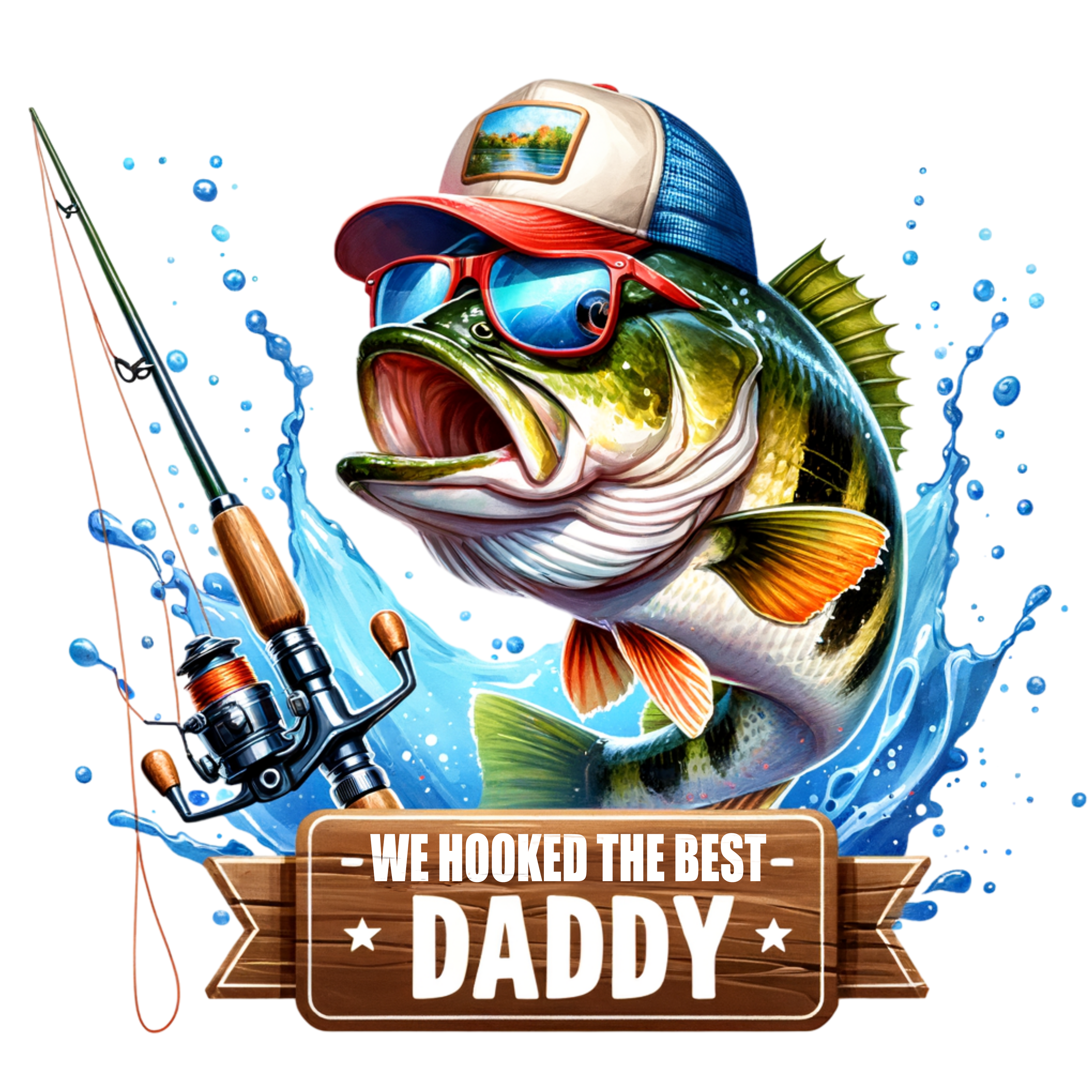 We Hooked The Best Daddy – Father’s Day Fishing DTF Transfer 🎣👨‍👧‍👦