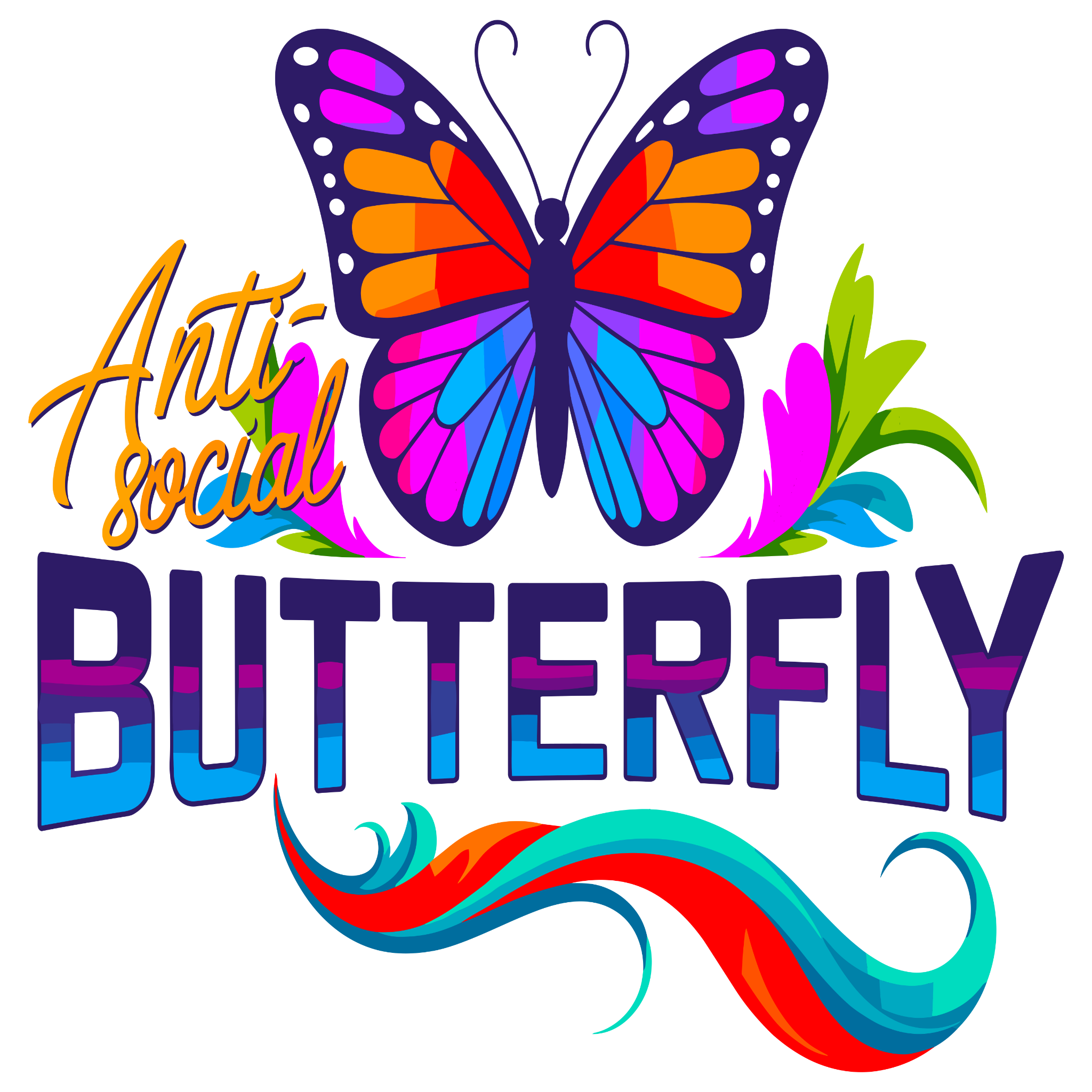 🦋 “Anti-Social Butterfly” DTF Transfer