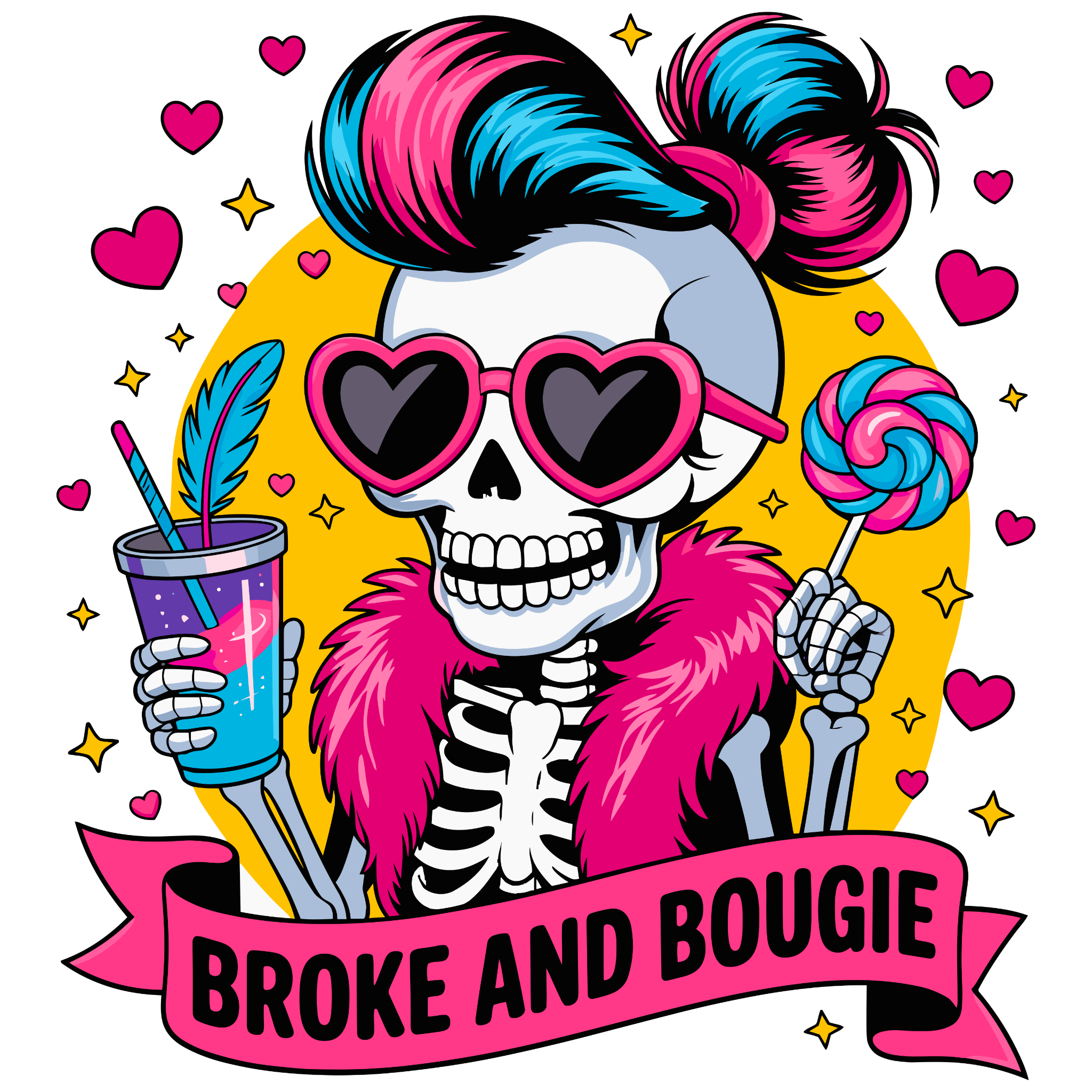 💖💀 “Broke and Bougie” Skeleton DTF Transfer