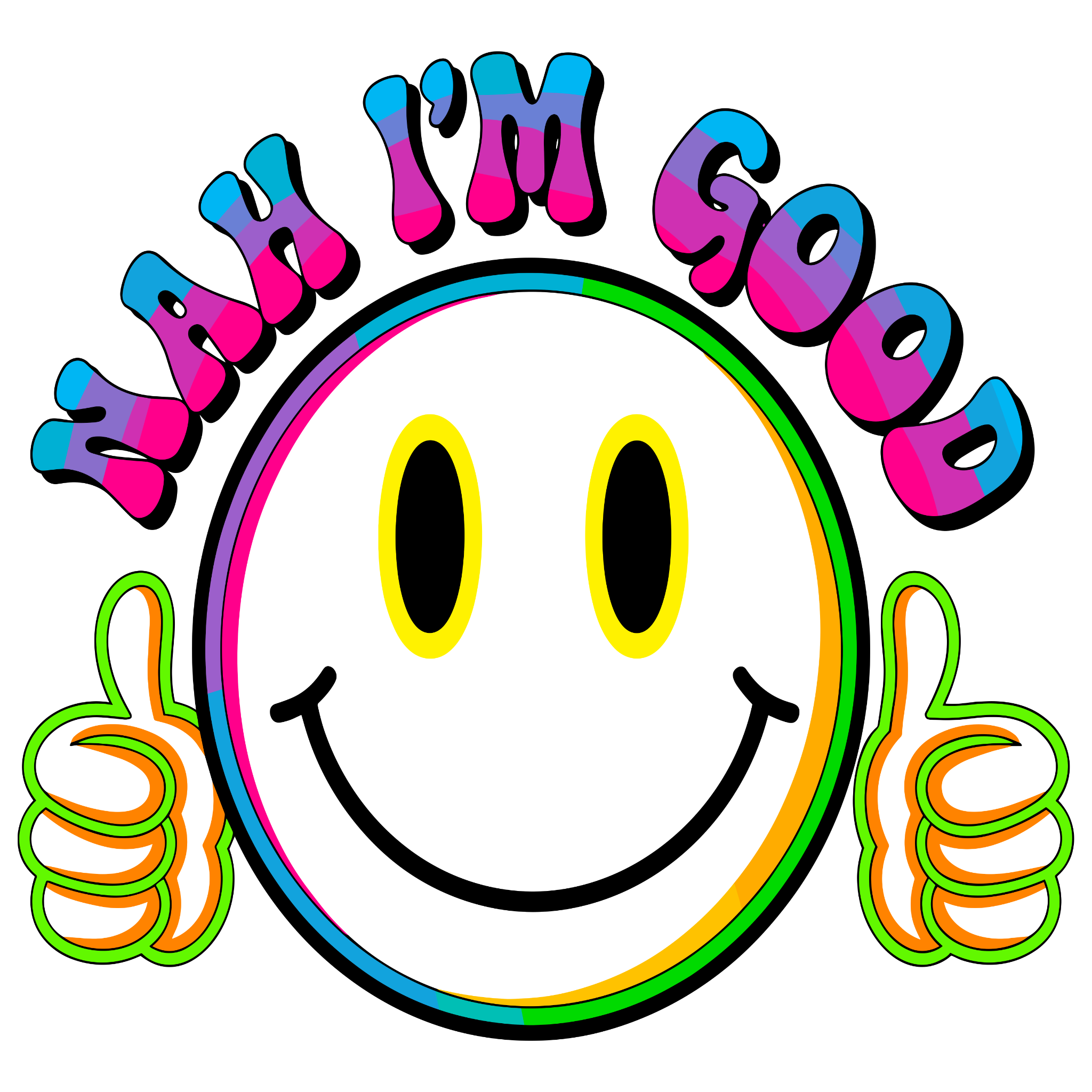 Nah I’m Good” Smiley – Neon Thumbs-Up DTF Transfer