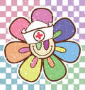 🌼💉 Retro Nurse Flower DTF Transfer – Checkered Hippie Medical Design